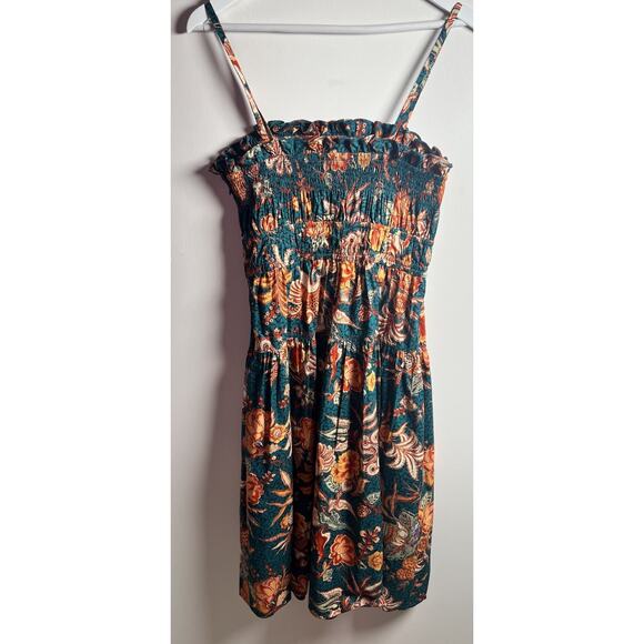 Ulla Johnson X Revolve Smocked Floral Teal Delphinium Lisbet MIDI Dress Size 4 - Picture 5 of 14
